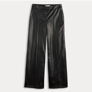 NWT Nine West Pleated Faux Leather Trouser (Black)